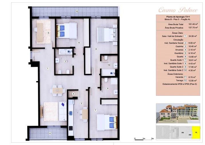Apartamento T3 para Venda em Funchal (Se) Planta 1