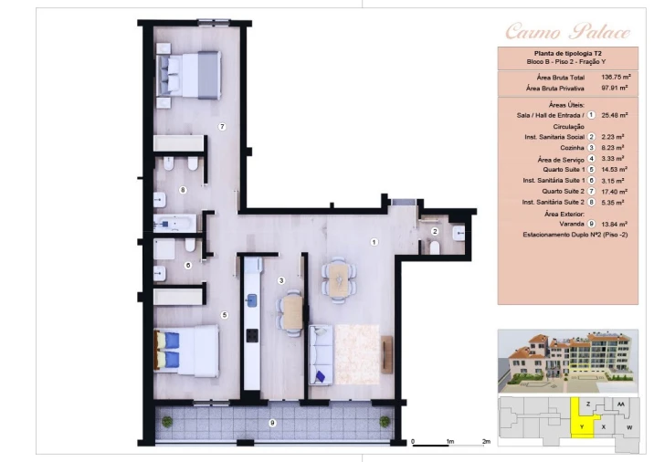 Apartamento T2 para Venda em Funchal (Se) Planta 1