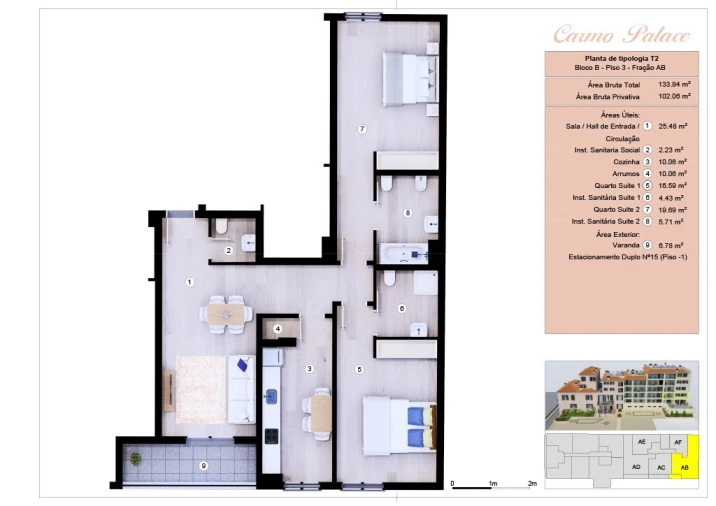 Apartamento T2 para Venda em Funchal (Se) Planta 1
