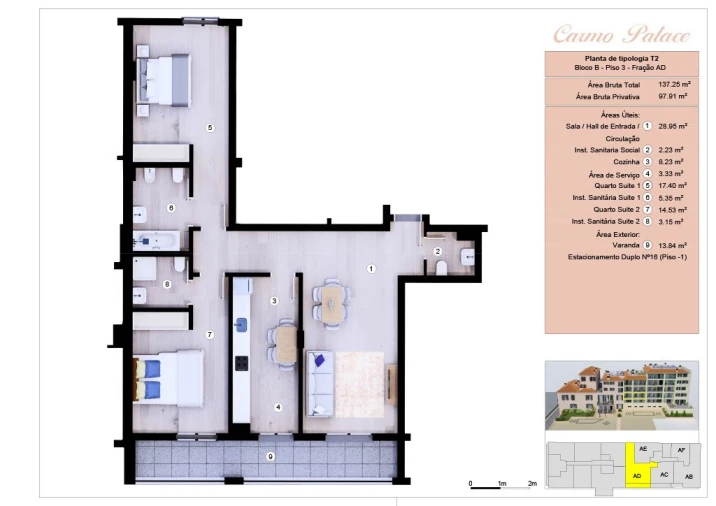 Apartamento T2 para Venda em Funchal (Se) Planta 1