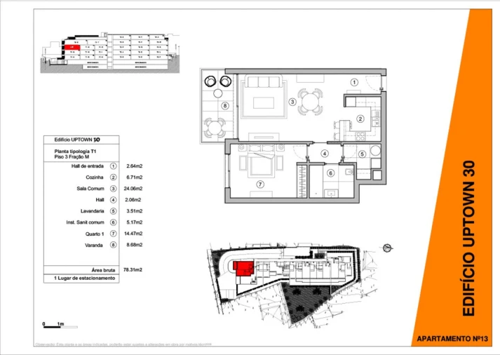 Apartamento T1 para Venda em Machico Planta 1