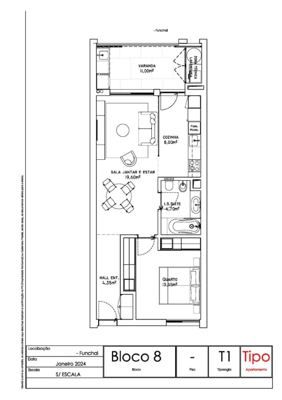 Apartamento T1 para Venda em São Martinho Planta 1