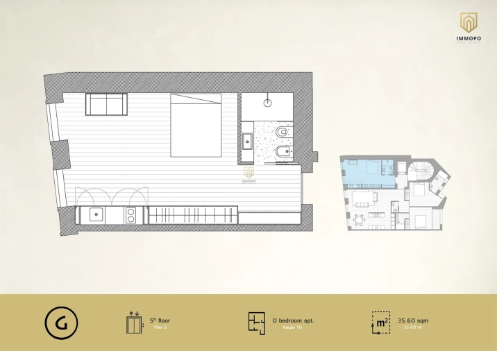 Apartamento T0 para Venda em Cedofeita, Santo Ildefonso, Sé, Miragaia, São Nicolau e Vitória Planta 1