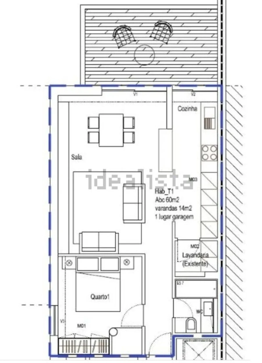 Apartamento T1 para Arrendamento em Aldoar, Foz do Douro e Nevogilde Planta 1