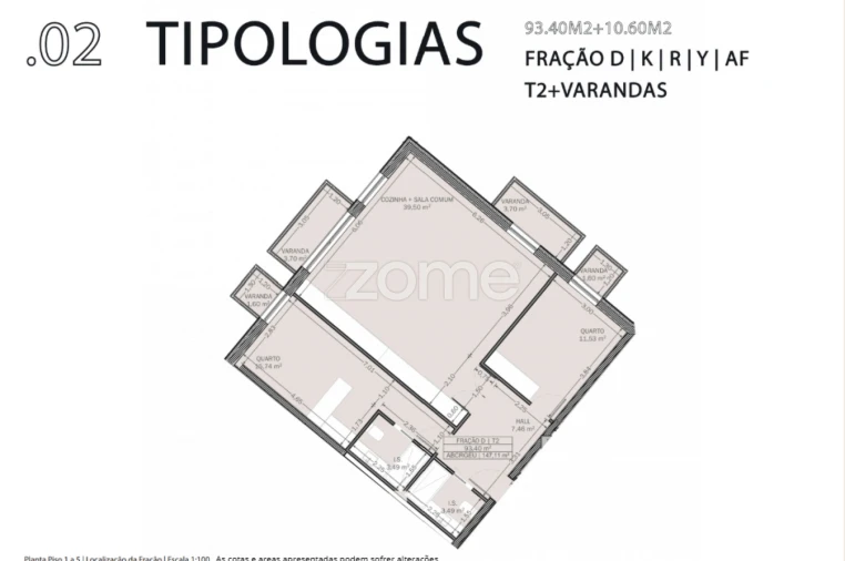 Apartamento T2 para Venda em Rio Tinto Planta 1