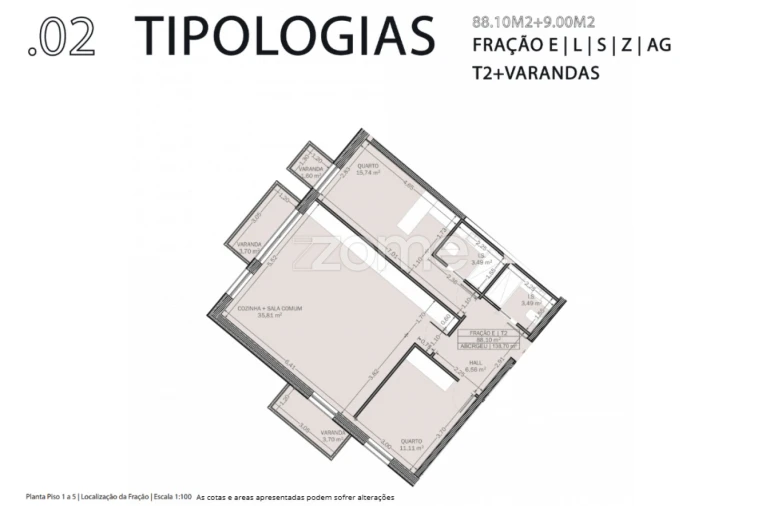 Apartamento T2 para Venda em Rio Tinto Planta 1