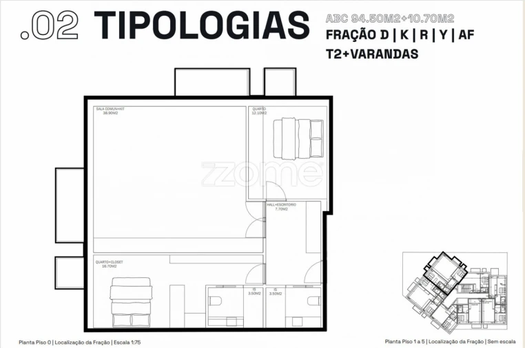 Apartamento T2 para Venda em Rio Tinto Planta 1