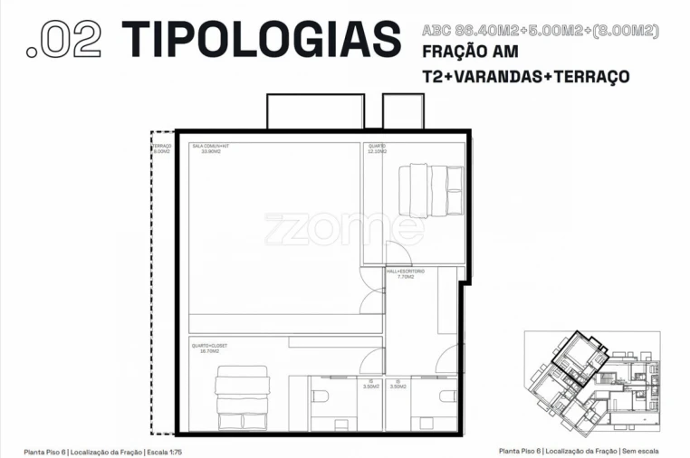 Apartamento T2 para Venda em Rio Tinto Planta 1