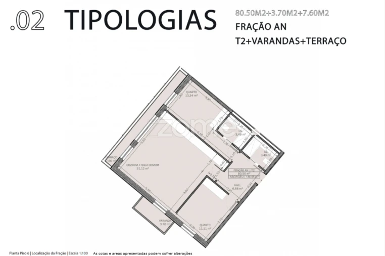 Apartamento T2 para Venda em Rio Tinto Planta 1