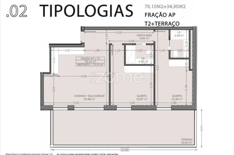 Apartamento T2 para Venda em Rio Tinto Planta 1