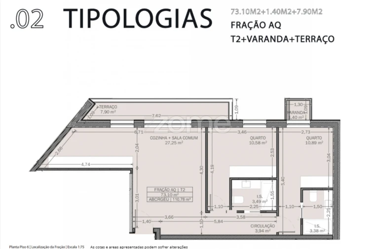 Apartamento T2 para Venda em Rio Tinto Planta 1