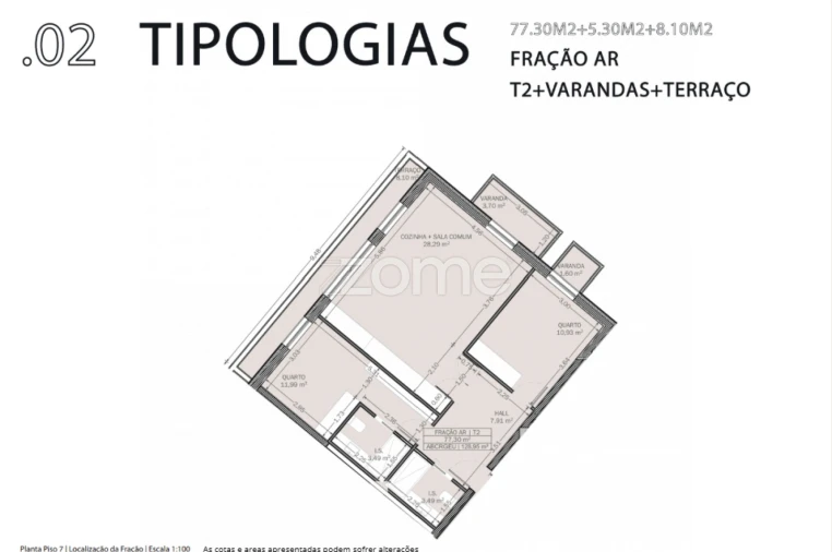 Apartamento T2 para Venda em Rio Tinto Planta 1