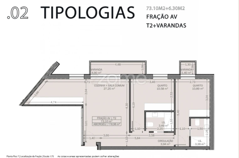 Apartamento T2 para Venda em Rio Tinto Planta 1