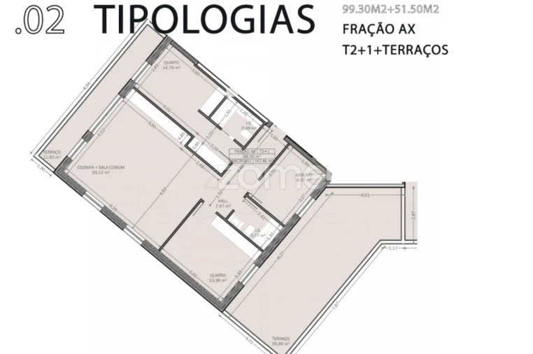 Apartamento T3 para Venda em Rio Tinto Planta 1