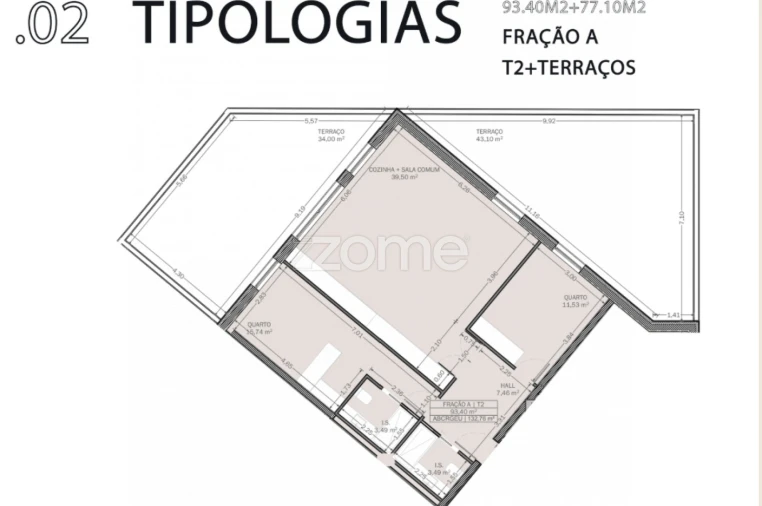 Apartamento T2 para Venda em Rio Tinto Planta 1
