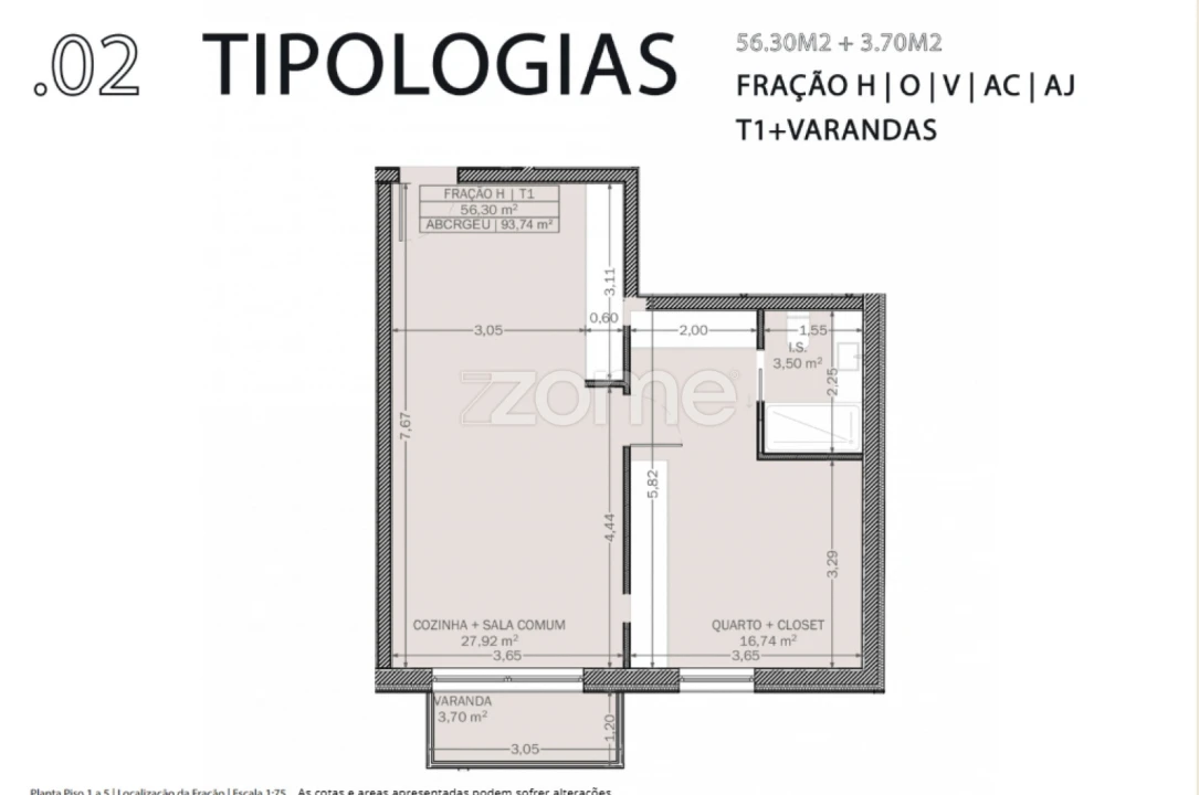 Apartamento T1 para Venda em Rio Tinto Planta 3