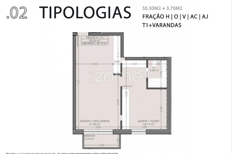 Apartamento T1 para Venda em Rio Tinto Planta 1