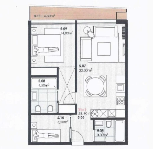 Apartamento T1 para Venda em Canidelo Foto 6