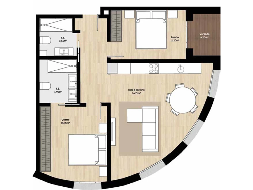 Apartamento T2 para Venda em Santa Clara e Castelo Viegas Planta 2