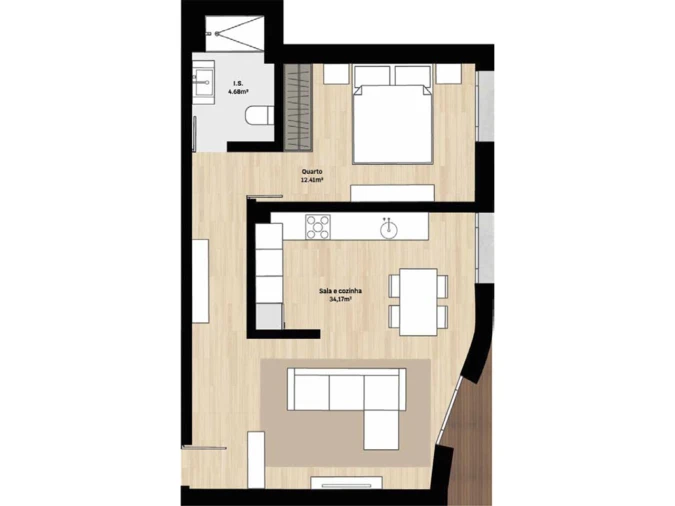 Apartamento T1 para Venda em Santa Clara e Castelo Viegas Planta 2