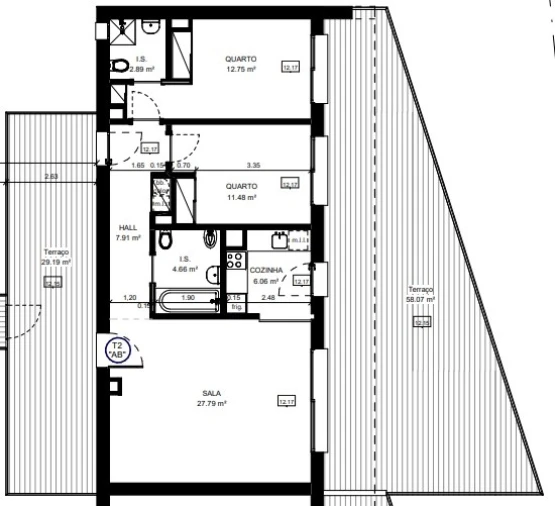 Apartamento T2 para Venda em Conceição e Cabanas de Tavira Planta 1