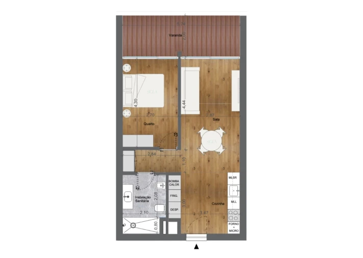 Apartamento T1 para Venda em Santa Marinha e São Pedro da Afurada Planta 1