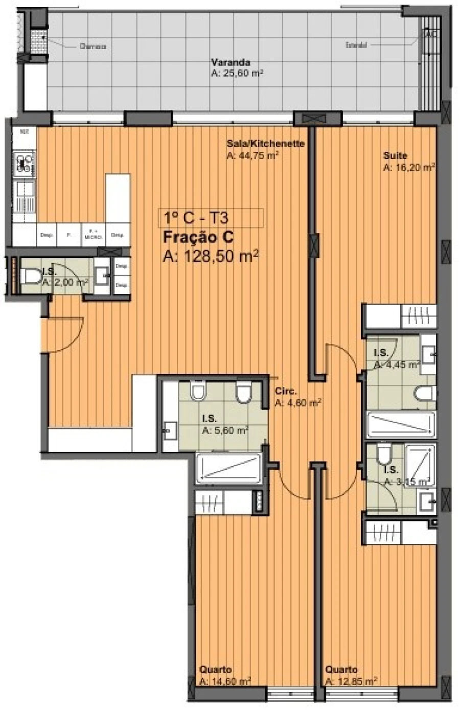 Apartamento T3 para Venda em Ramada e Caneças Planta 1