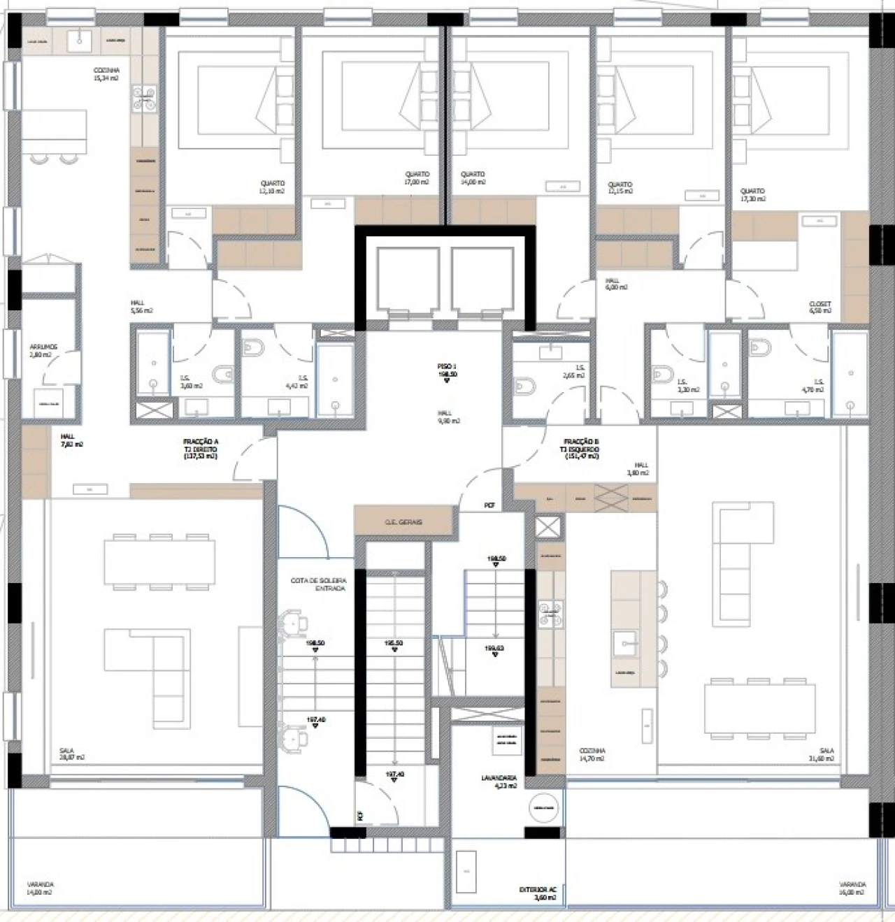 Apartamento T3 para Venda em Nogueira, Fraião e Lamaçães Planta 2