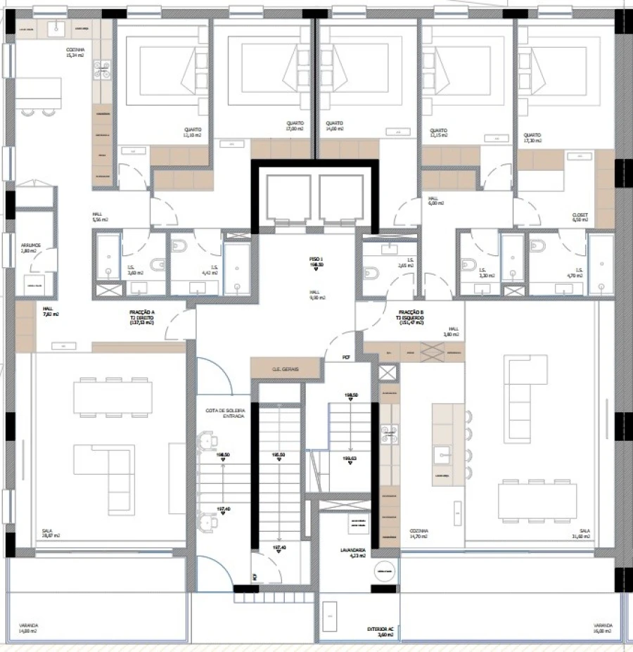 Apartamento T3 para Venda em Nogueira, Fraião e Lamaçães Planta 2