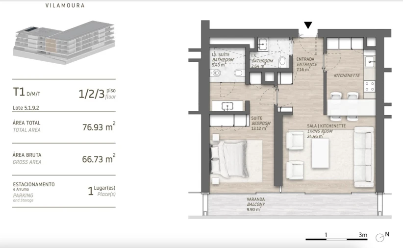 Apartamento T1 para Venda em Quarteira Planta 1