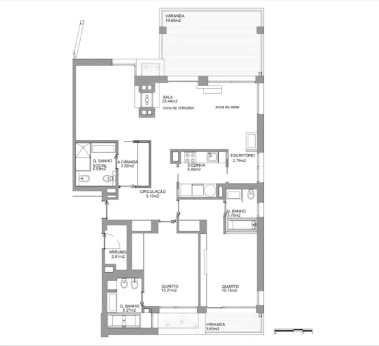Apartamento T3 para Venda em Carvalhal Planta 1