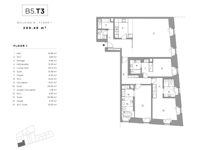 Apartamento T3 para Venda em Belém Planta 1