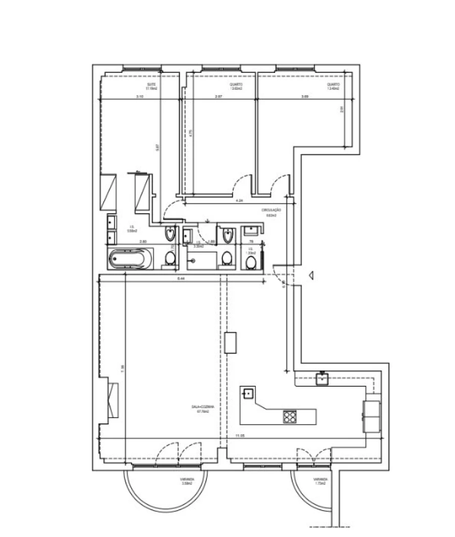 Apartamento T3 para Venda em São Vicente Planta 1