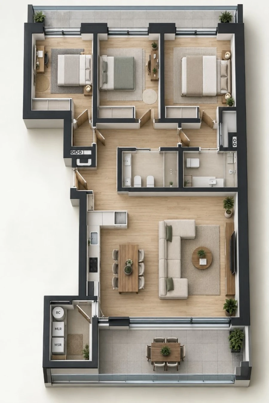 Apartamento T3 para Venda em Glória e Vera Cruz Planta 1