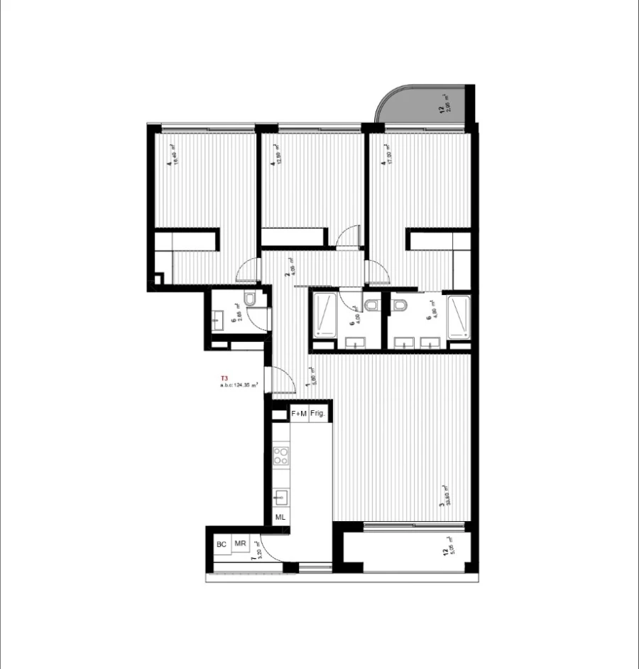 Apartamento T3 para Venda em Aver-O-Mar, Amorim e Terroso Planta 1