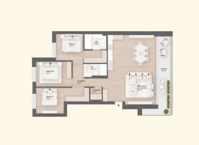 Apartamento T3 para Venda em Vila do Conde Planta 1
