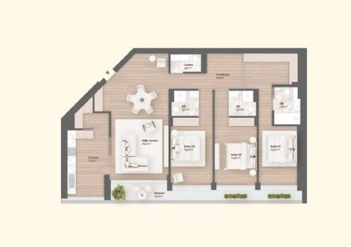Apartamento T3 para Venda em Vila do Conde Planta 1