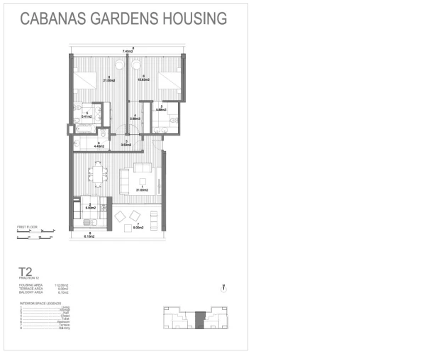 Apartamento T2 para Venda em Conceição e Cabanas de Tavira Planta 1