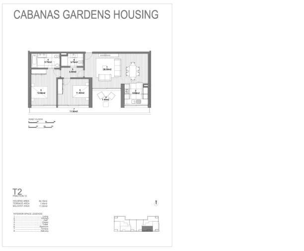 Apartamento T2 para Venda em Conceição e Cabanas de Tavira Planta 1