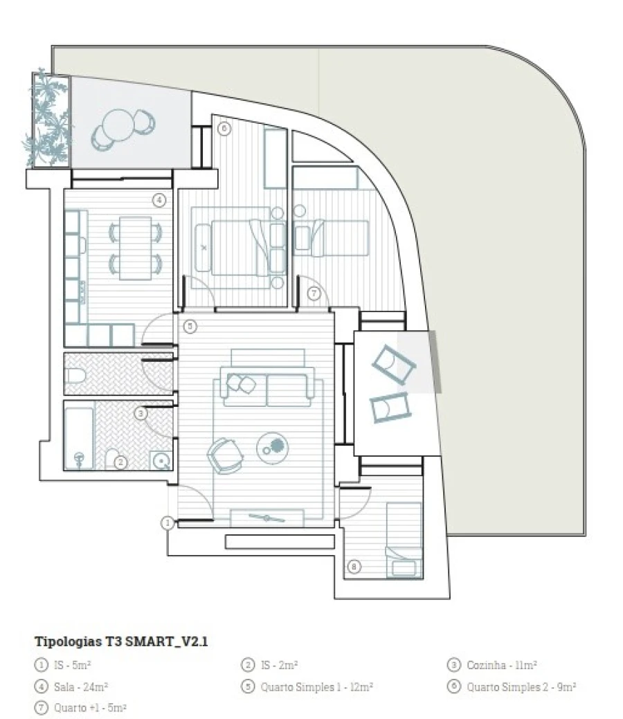 Apartamento T3 para Venda em Paranhos Planta 1