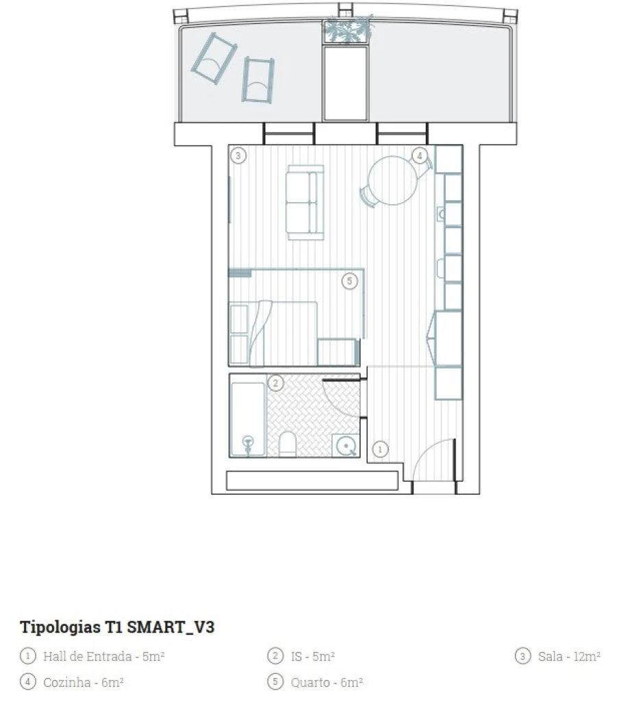 Apartamento T1 para Venda em Paranhos Planta 1