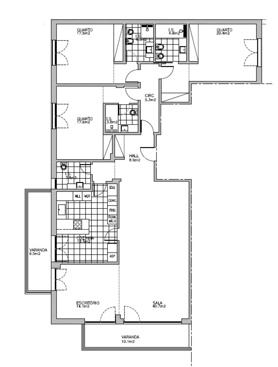 Apartamento T3 para Venda em Carcavelos e Parede Planta 1