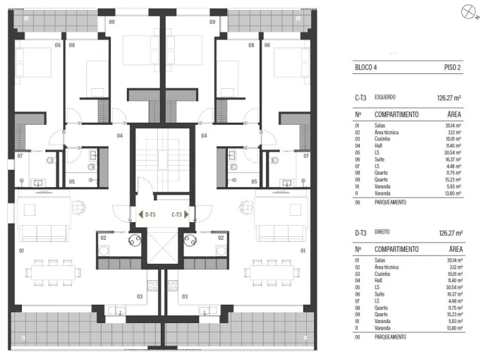 Apartamento T3 para Venda em Montijo e Afonsoeiro Planta 1