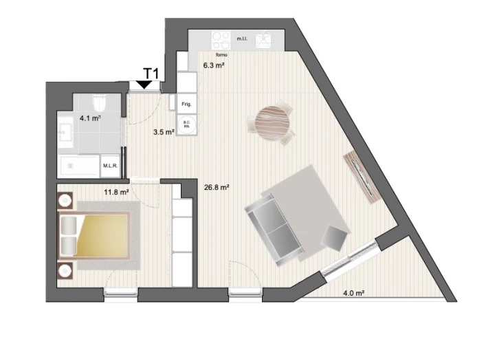 Apartamento T1 para Venda em Paranhos Planta 1