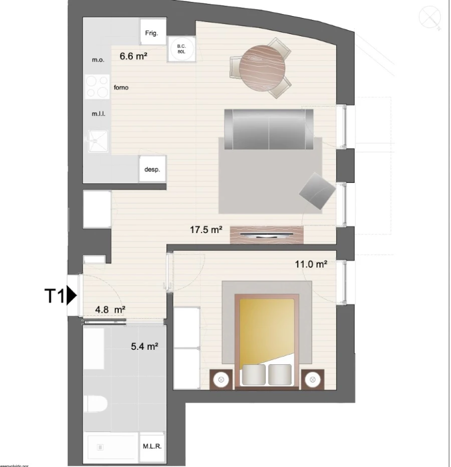 Apartamento T1 para Venda em Paranhos Planta 1