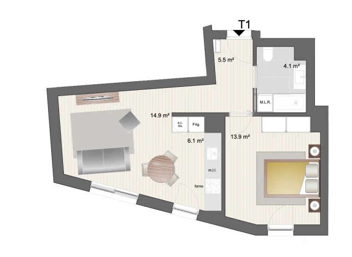 Apartamento T1 para Venda em Paranhos Planta 1