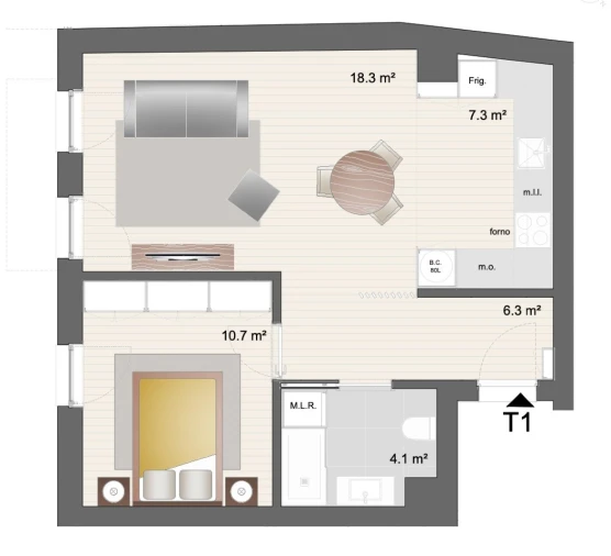 Apartamento T1 para Venda em Paranhos Planta 1