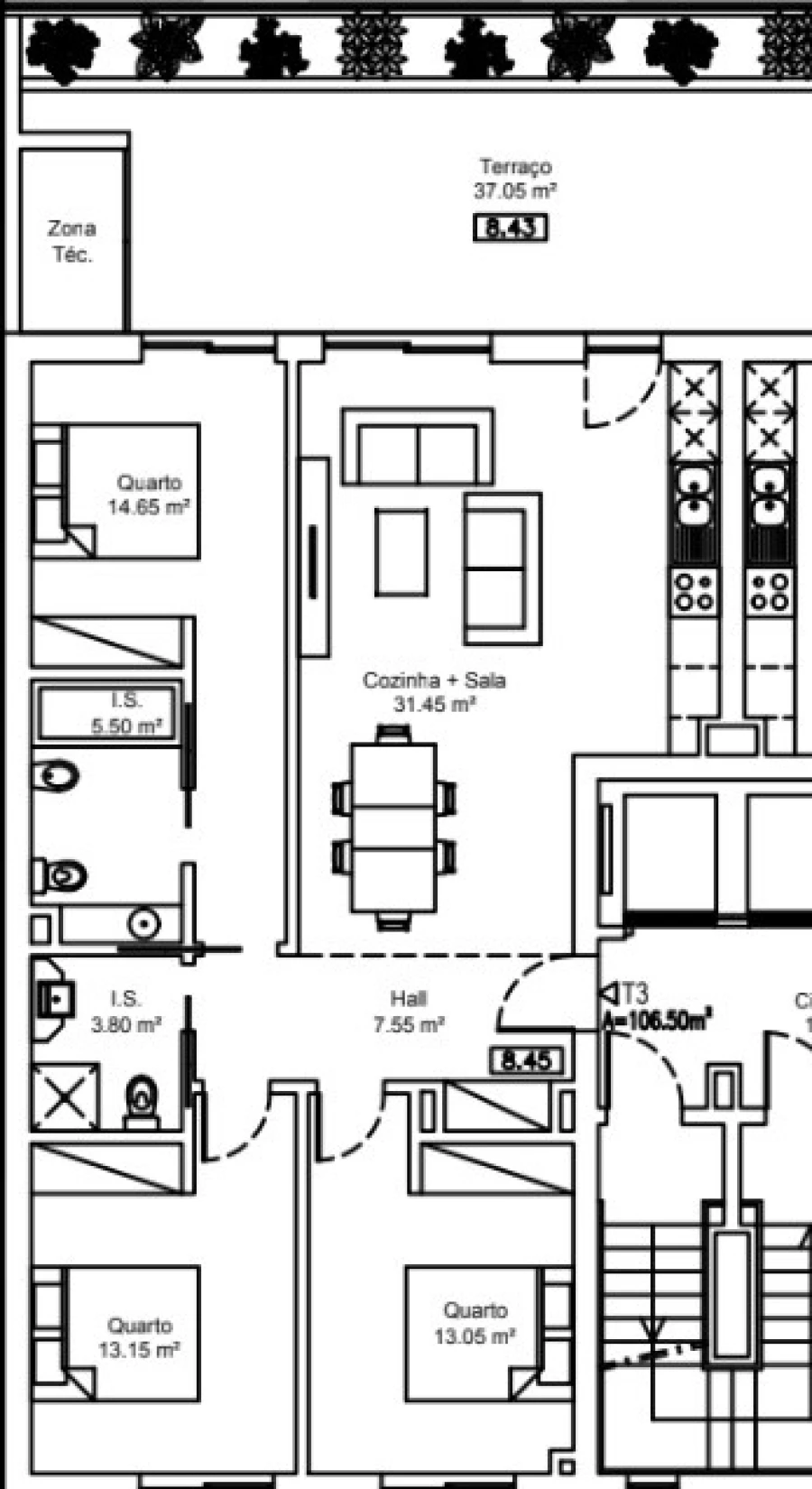 Apartamento T3 para Venda em Portimão Planta 1