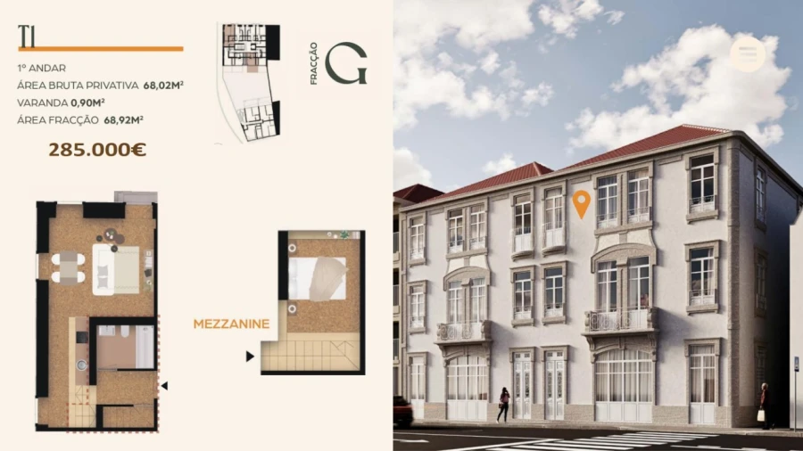 Apartamento T1 para Venda em Paranhos Planta 1