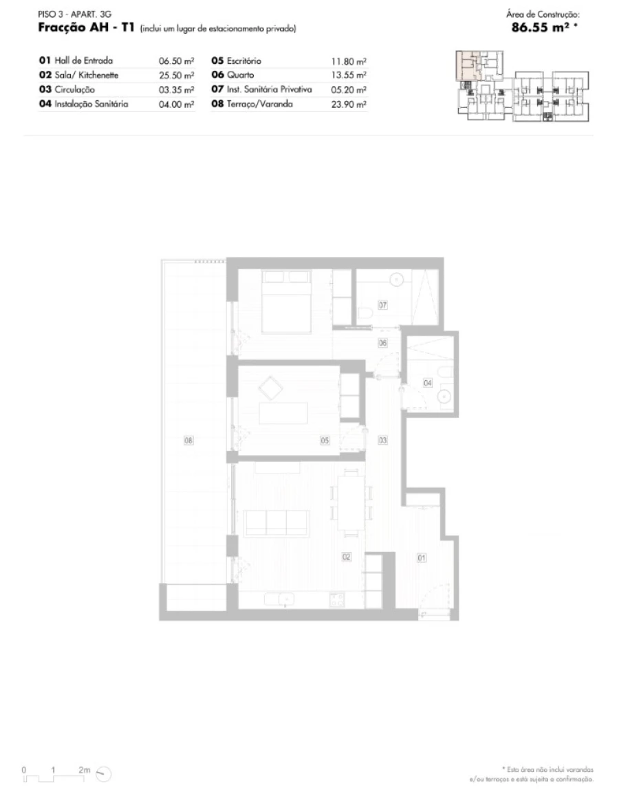 Apartamento T1 para Venda em Lagos (São Sebastião e Santa Maria) Planta 1